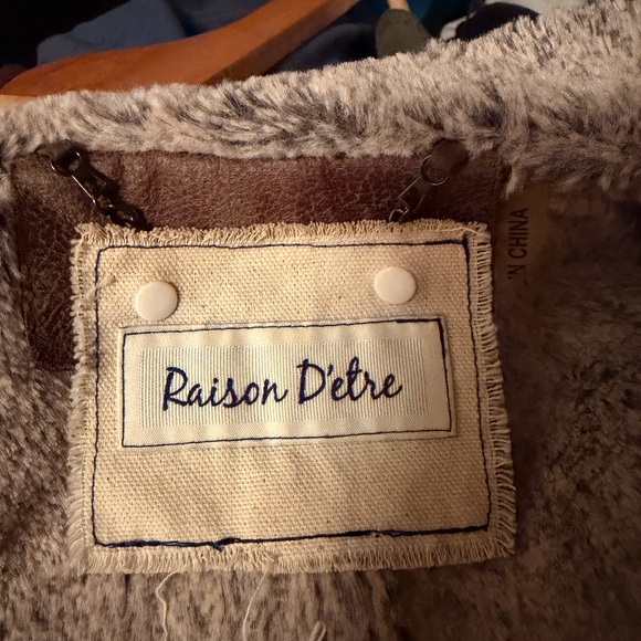 Women's Faux Suede Jacket with Shearling Collar - Picture 9 of 11